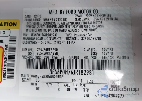 2018 Ford Fusion Se z USA, uszkodzony, nr VIN 3FA6P0H76JR182981